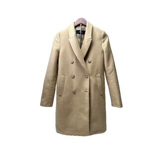 Zara Classic Beige Double-Breasted Pea Coat